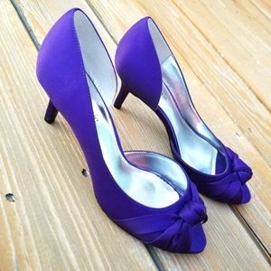 Kelly & Katie, Knot Purple, Peep Toe, Kitten Heel